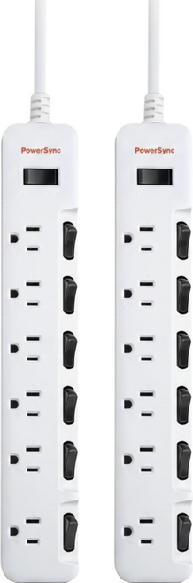 PowerSync 群加 7開6插防雷擊抗搖擺加大間距延長線 TS76B927 29.2 x 5.1 x 2.88cm 586g, 2.7m, 白色, 2條