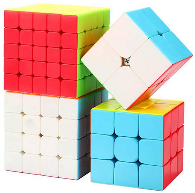 QYTOYS 奇藝 魔方格魔術方塊大禮盒 2階 + 3階 + 4階 + 5階 + 魔方秘笈, 多色, 1組