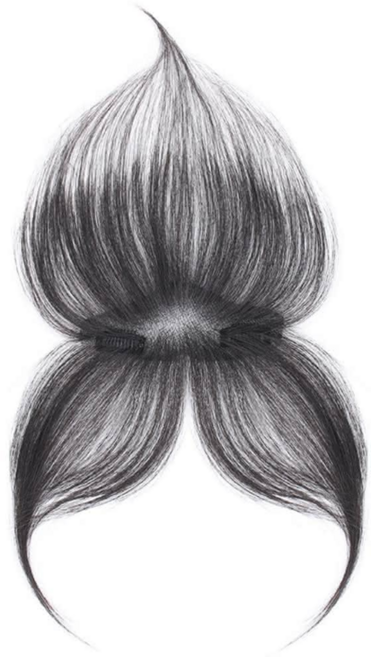 C型全真髮八字瀏海假髮片, 自然黑, 1組