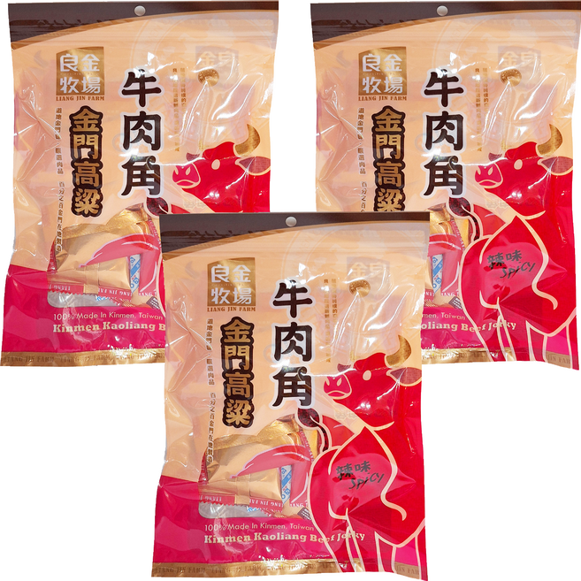 良金牧場 金門高粱 辣味牛肉角, 165g, 3包