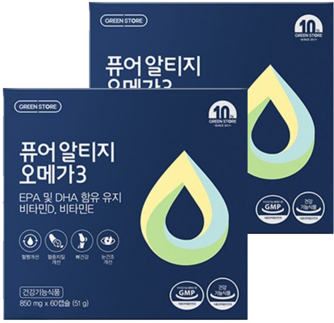그린스토어 퓨어 알티지 오메가3, 2개, 60정