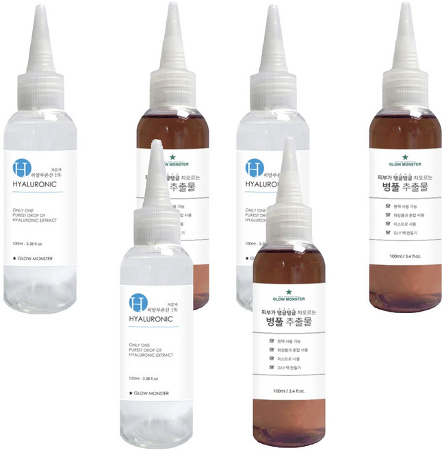 [비건뷰티] 글로우몬스터 병풀 추출물 원액 + 저분자 히알루론산 원액, 100ml, 3개