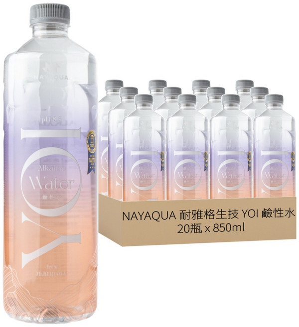 NAYAQUA 耐雅格生技 YOI 鹼性水 PH8.5, 850ml, 20瓶