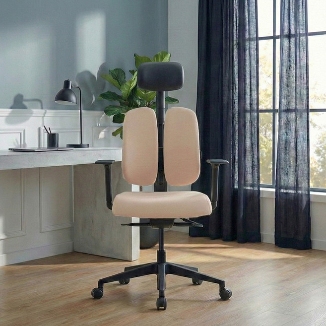 듀오백 골드 사무용 컴퓨터 책상 의자 D2500G-DAS, 베이지