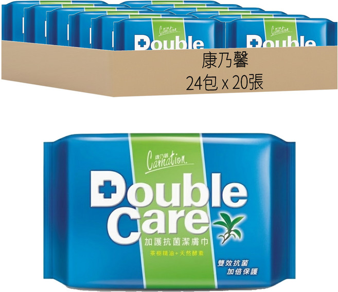 康乃馨 加護抗菌潔膚巾 茶樹精油 + 天然酵素, 1入, 24包
