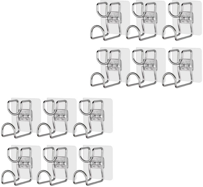 코지웰 욕실 세면대 정리 다용도 접착 걸이, 실버, 12개