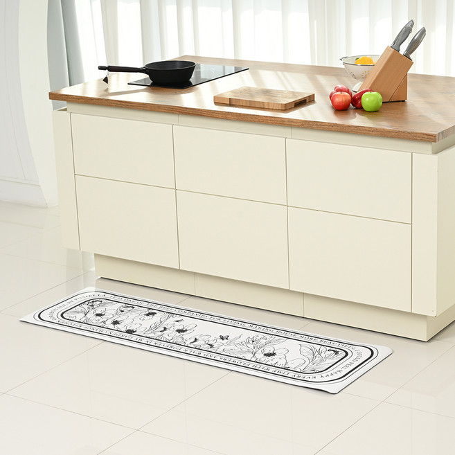 포시엘라 pvc 주방 매트 싱크대 부엌 발매트 북유럽, 화이트, 1개