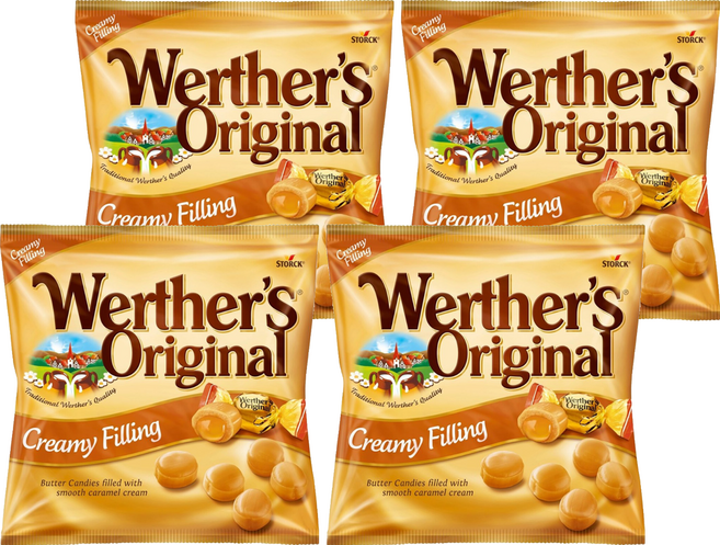 Werther's Original 道地的偉特 焦糖夾心鮮奶油糖, 80g, 4袋