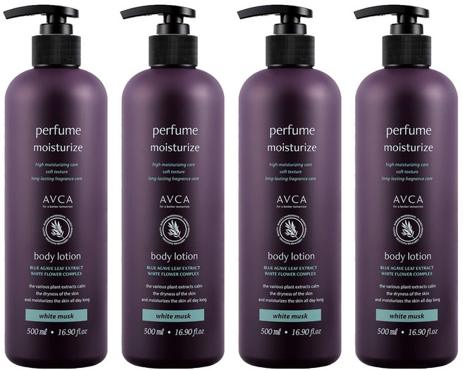 아브카 퍼퓸 바디로션 화이트 머스크향, 4개, 500ml