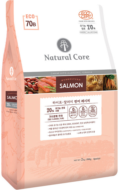네츄럴코어 강아지 에코70 유기농 70% 사료, 1개, 2kg, 연어