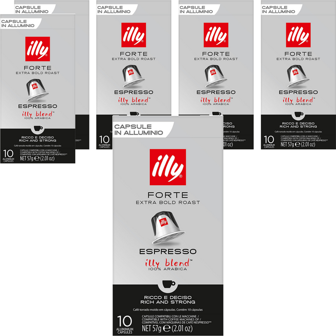 illy 意利 Forte 重烘焙濃縮 NESPRESSO咖啡膠囊, 5.7g, 10個裝, 6組