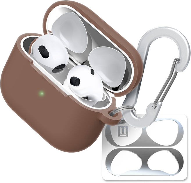 슈퍼디비전 실리콘 젤리 키링 에어팟 3세대 케이스 철가루 방지 스티커, 체스트넛, 1개