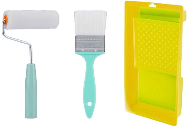 수성용 페인팅 키트 롤러 + 브러쉬 + 트레이 도장용품 세트, 1세트