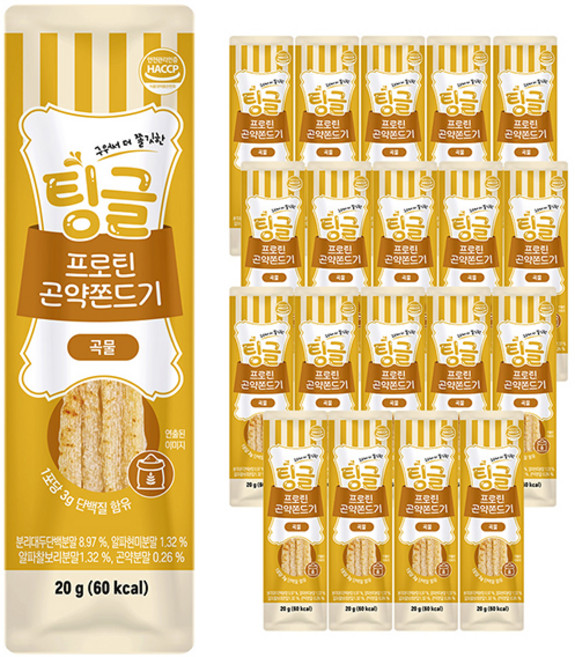 로엘 팅글 프로틴 곤약쫀드기 곡물맛, 20g, 20개