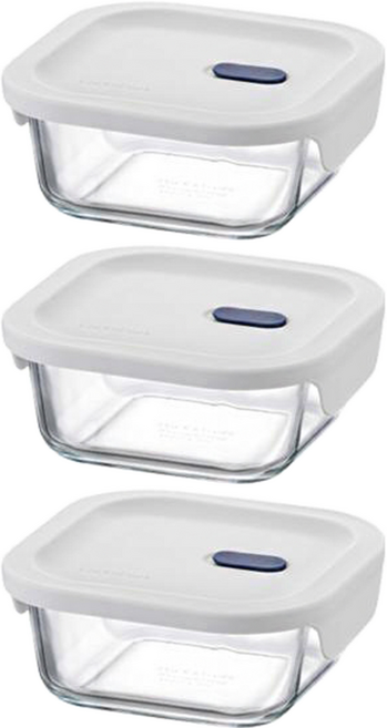 락앤락 탑클라스 실리콘 정사각 밀폐용기, 3개