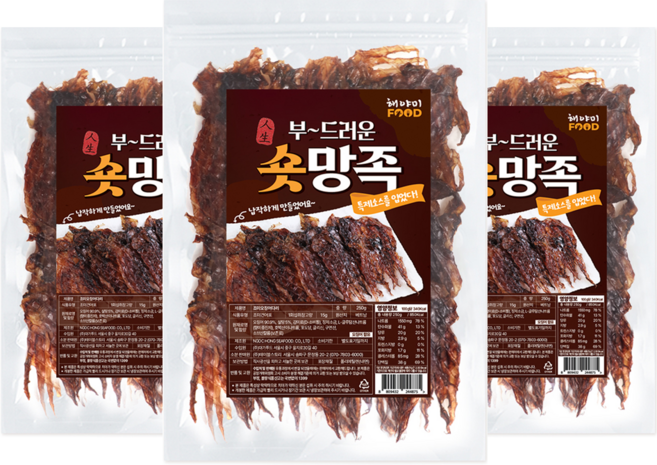 해야미 부드러운 납작 숏망족, 3개, 250g