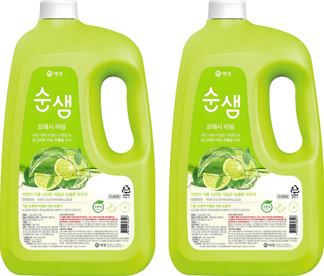 순샘 프레시라임 주방세제, 3L, 2개