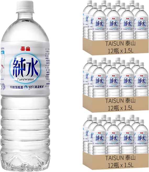 TAISUN 泰山 純水, 1500ml, 36瓶
