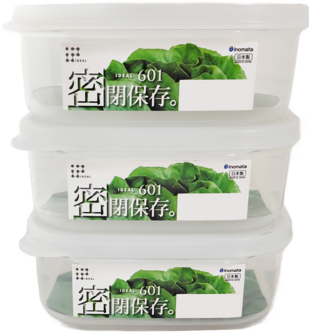 INOMATA 保鮮盒 1661 3入, 3個容器 + 3個蓋子, 1組