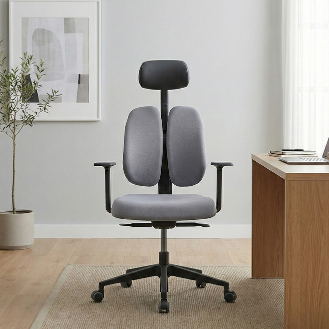 듀오백 골드 사무용 컴퓨터 책상 의자 D2500G-DAS, 그레이