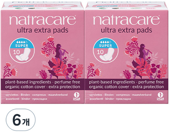 나트라케어 엑스트라 패드 생리대 날개형, 중형, 10개입, 6개