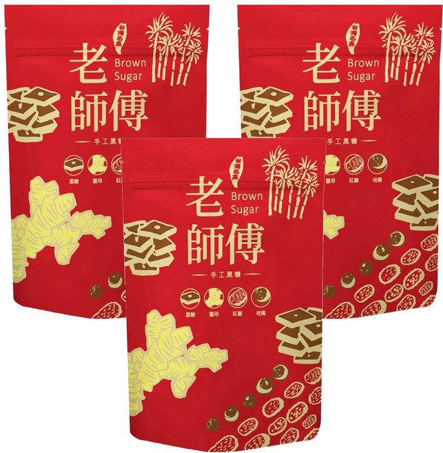 老師傅 黑糖薑母茶磚, 500g, 3包, 11個