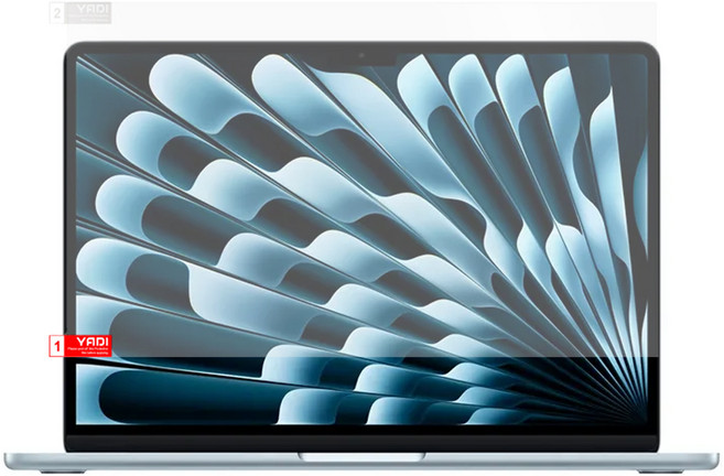 YADI 亞第 PA靜電吸附 水之鏡防窺片 Apple MacBook Air M5 A3448 2026專用 PF4PPA-AP-AIR-153-23, 1個
