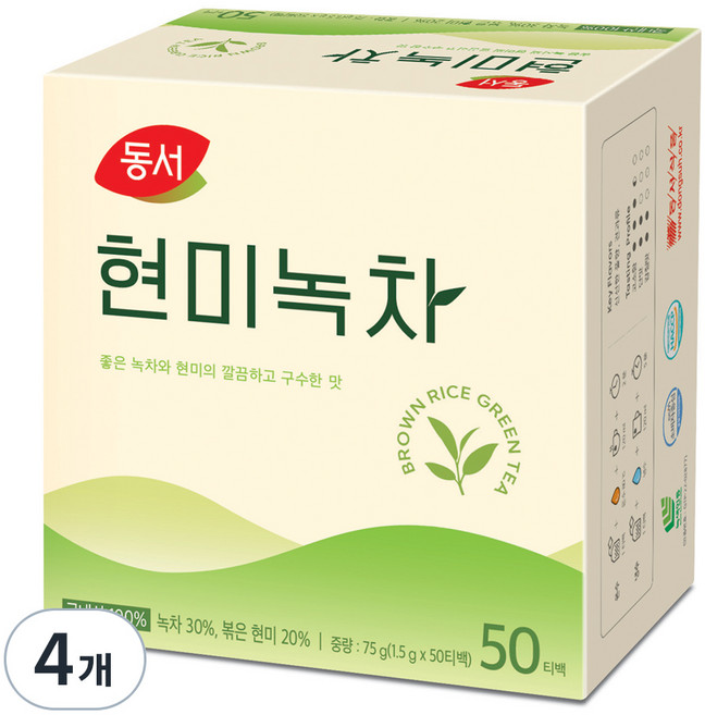 DONGSUH 東西食品 玄米綠茶茶包, 1.5g, 50個, 4盒
