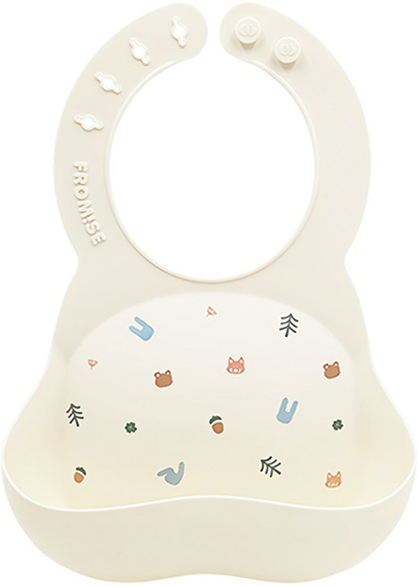 FROMISE 矽膠圍兜, 白色, 1個, 1個