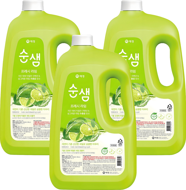 순샘 프레시 라임 주방세제, 3L, 3개