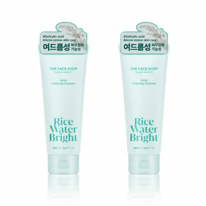THE FACE SHOP 菲詩小舖 米糠淨白抗痘洗面乳, 2條, 150ml