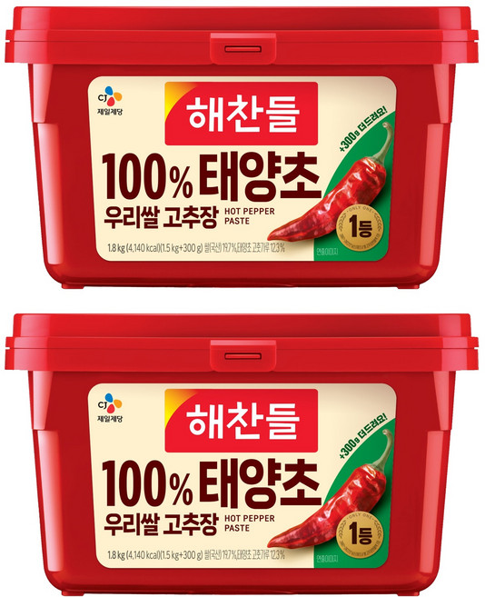 해찬들 태양초 우리쌀 고추장, 1.8kg, 2개