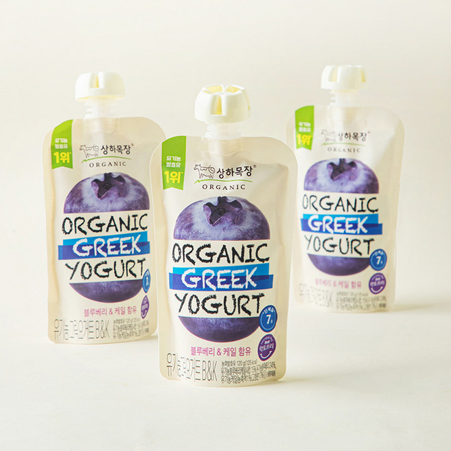 상하목장 유기농 인증 그릭 요거트 블루베리 & 케일, 120g, 3개입, 1개
