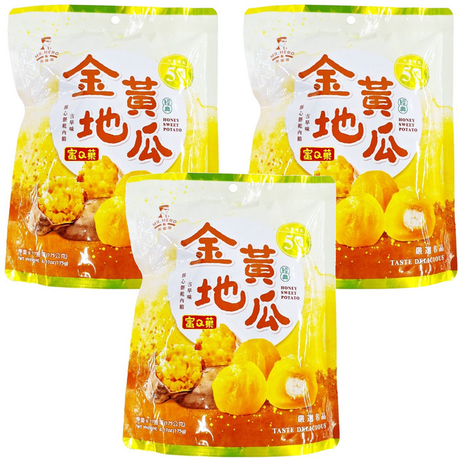 MR.HERO 英雄哥 蜜Q果 金黃地瓜 原味, 175g, 3包