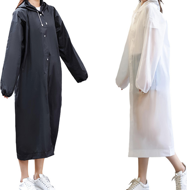 伴雨人 COMET 18絲磨砂EVA加厚輕便雨衣 2個, 黑白色, 1組