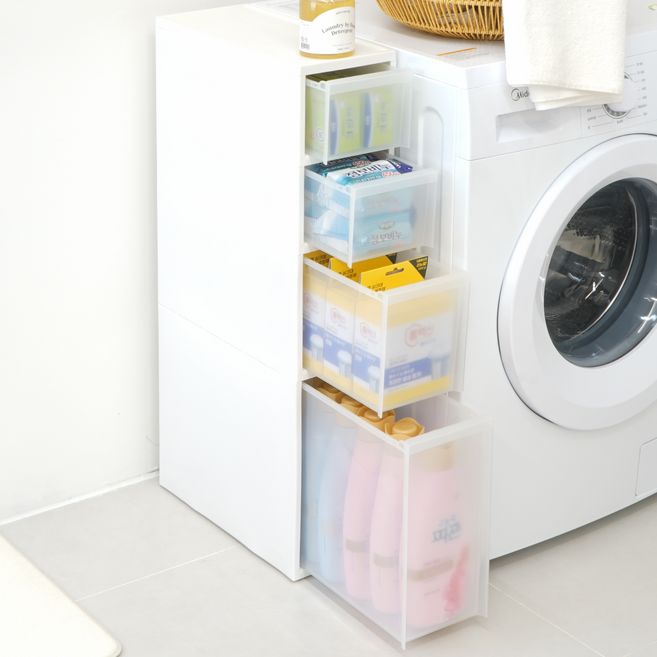 엠비코 모던 틈새 서랍장 세트, 화이트, 1세트, 4단