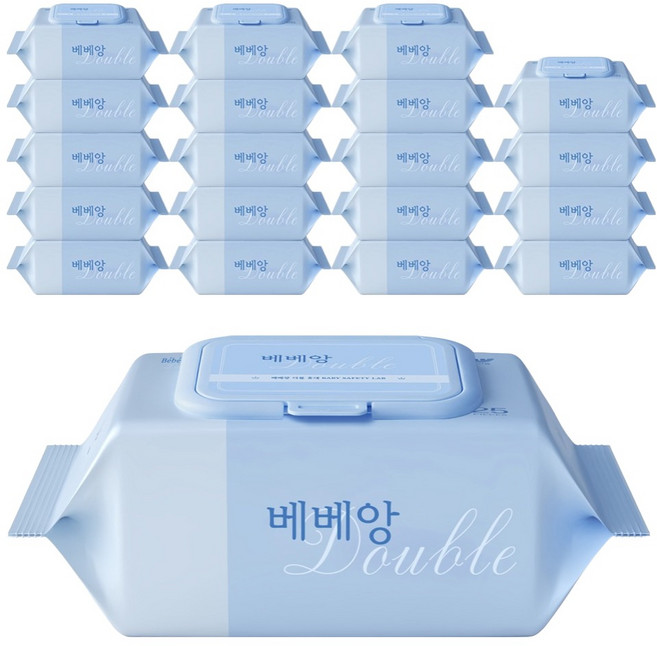 베베앙 더블 휴대 물티슈 캡형, 65g, 25매, 20개