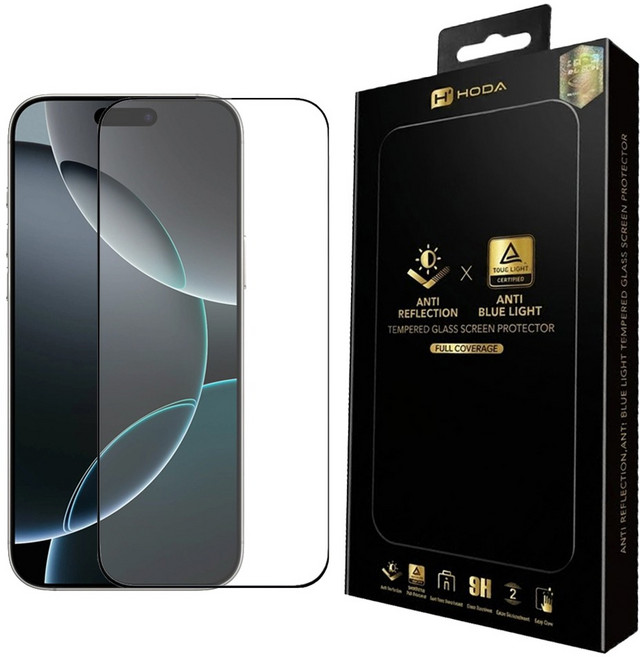HODA 好貼 Lite 智慧型手機 玻璃 螢幕保護貼 iPhone 16 Pro Max 抗藍光 AR抗反射 德國萊因認證 RPF20 9H Tempered Glass 透明