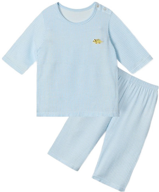 unifriend 格紋恐龍莫代爾七分袖居家服上下套裝