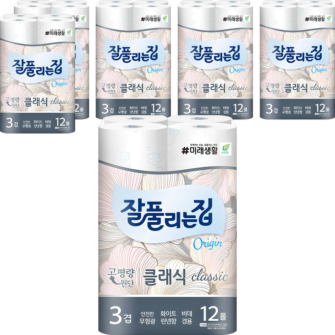 잘풀리는집 3겹 클래식 화장지, 27m, 12개입, 6개