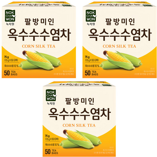 NOKCHAWON 綠茶園 玉米鬚茶, 1.5g, 50包, 3盒