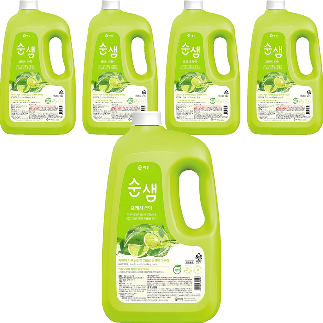 순샘 프레시 라임 주방세제, 3L, 5개
