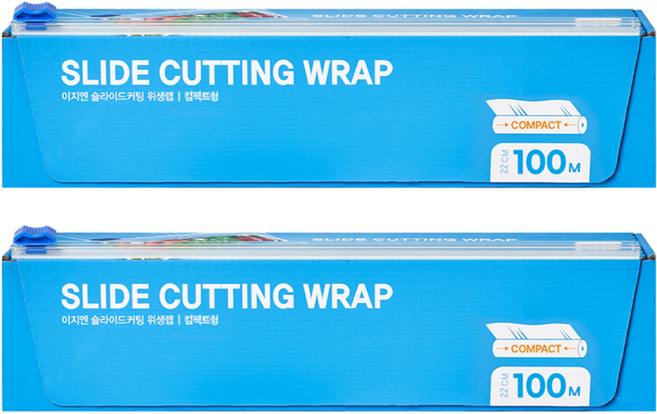 EZn이지엔 슬라이드 커팅 위생랩 컴팩트형, 100m, 2개