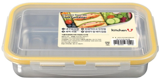 kitchen U 不鏽鋼單格便當分隔餐盒, 混合色, 1個