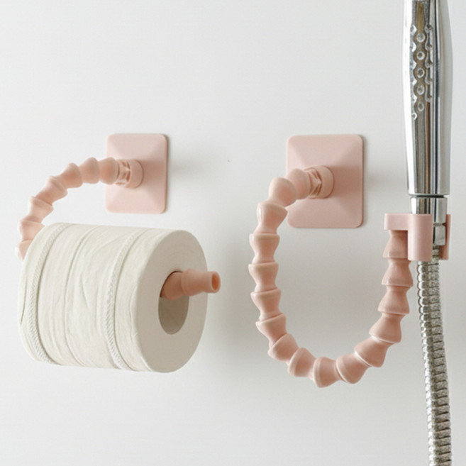 한봄누리 자바라 샤워기 홀더 다용도 각도조절 거치대, 핑크, 6개