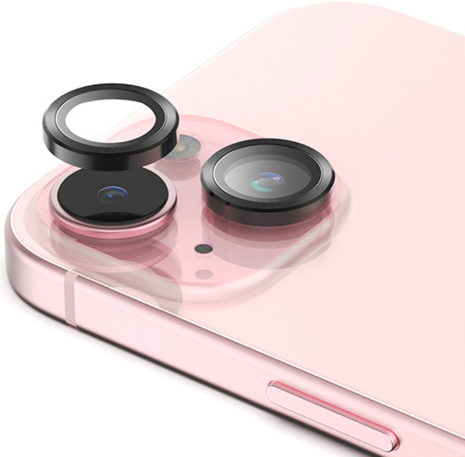 신지모루 AR 빛번짐방지 메탈 프레임 링 휴대폰 카메라 렌즈 강화유리 액정보호필름 블랙, 1개