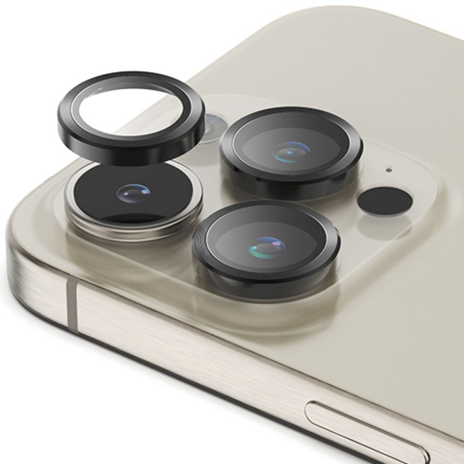 신지모루 AR 빛번짐방지 메탈 프레임 링 휴대폰 카메라 렌즈 강화유리 액정보호필름 블랙, 1개