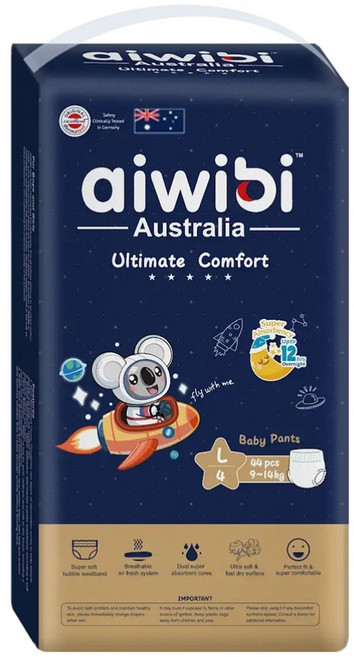 aiwibi 愛薇彼 夜用甄柔瞬吸 褲型尿布, L, 44片
