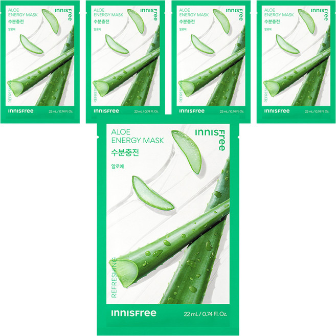 이니스프리 New 알로에 에너지 마스크 22ml, 1개입, 5개