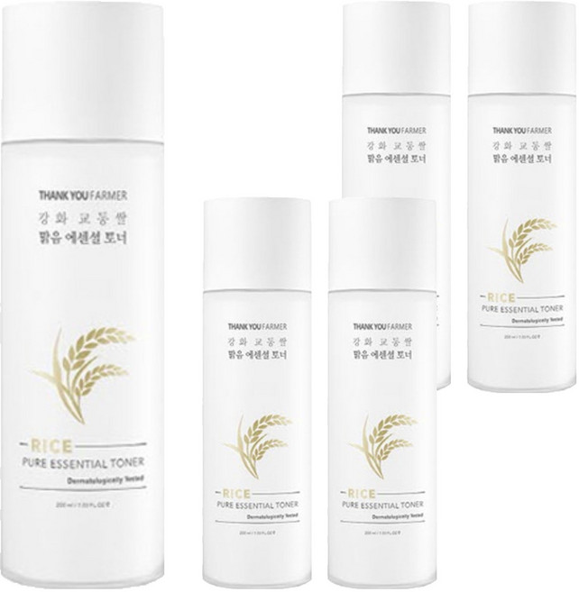 땡큐파머 강화 교동쌀 맑음 에센셜 토너, 5개, 200ml